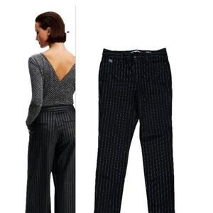Karl Lagerfeld Black and White Striped Skinny Pants